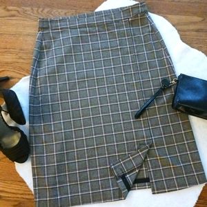 Christopher & Banks • Women's Petite Knee Length Plaid Faux-Wrap Pencil …